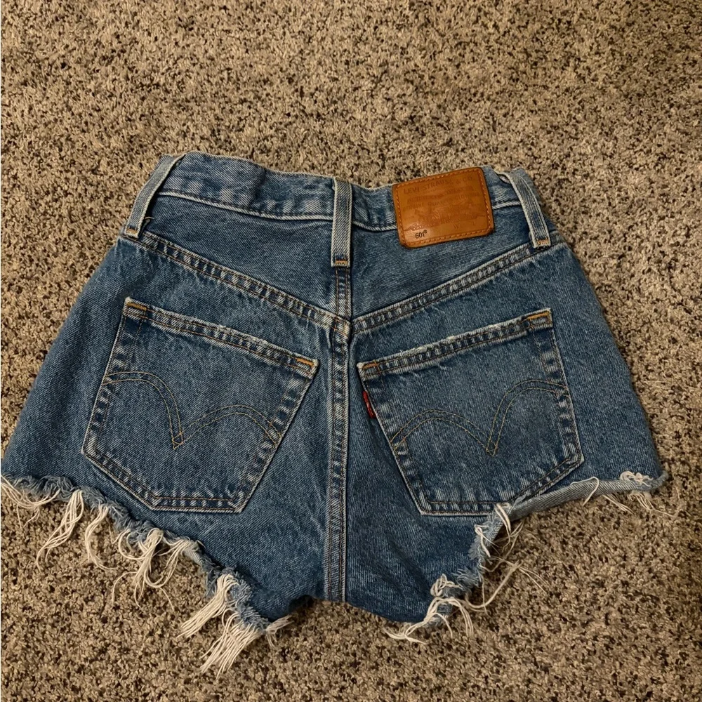 Levi's Blue Distressed Jean Shorts - Picture 2 of 5
